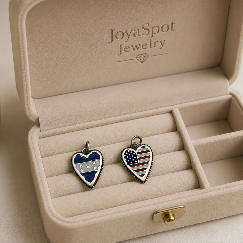Honduras and USA flag charm-pendant Sterling Silver 925
