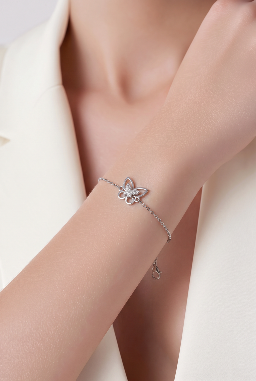 Butterfly bracelet moissanite 925 sterling silver