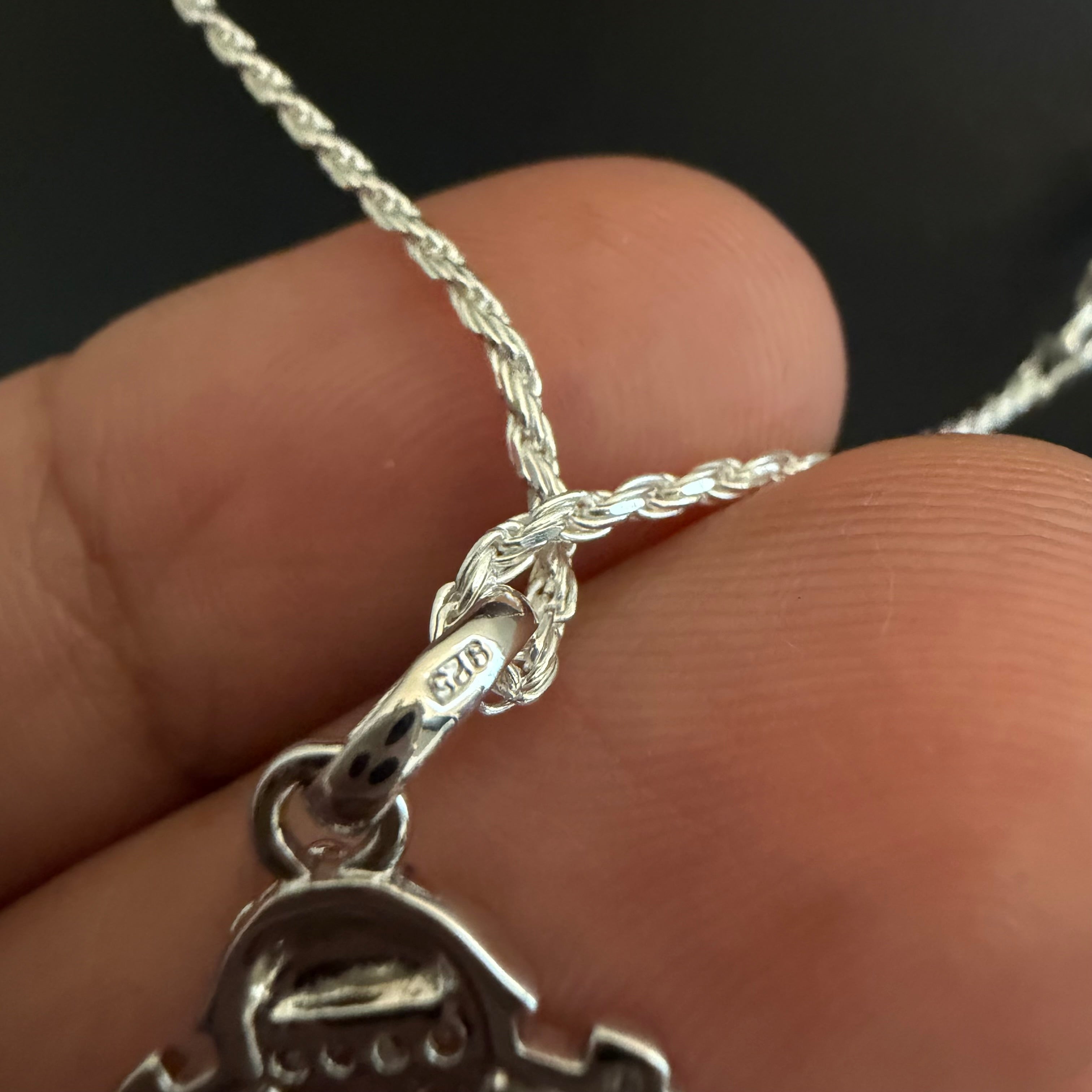 Girl charm necklace and earrings set sterling silver 925