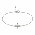 Dainty cz side cross bracelet Sterling Silver 925
