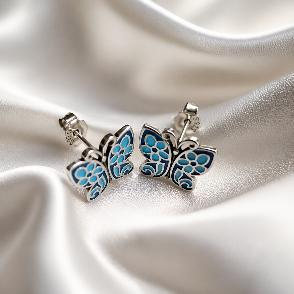 Butterfly stud earrings 925 sterling silver