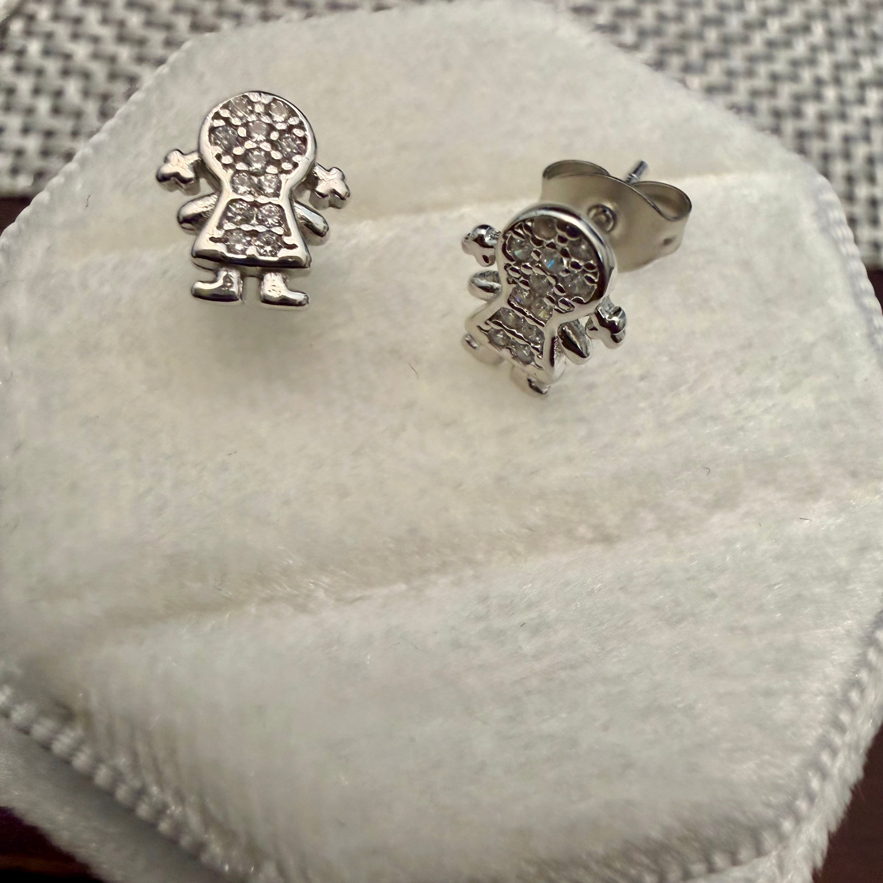Girl charm necklace and earrings set sterling silver 925