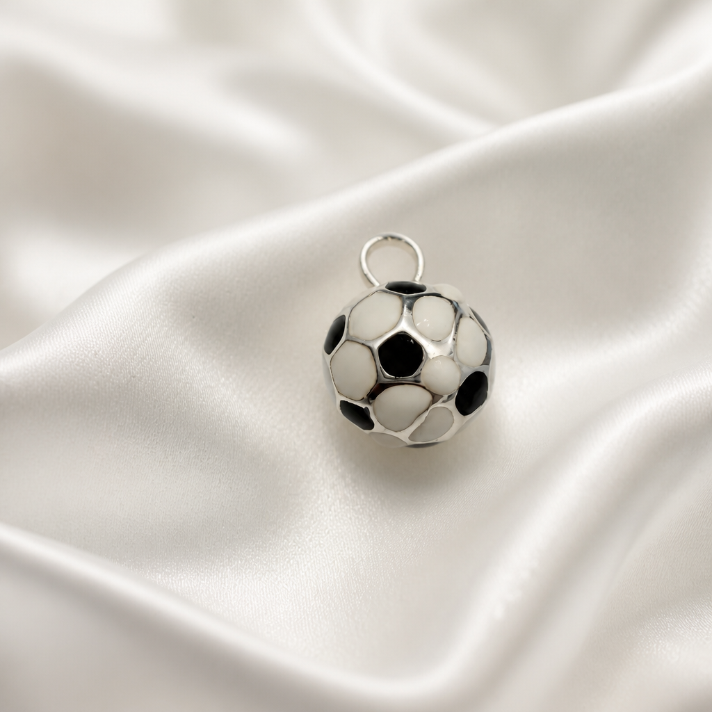 925Silver white and black soccer ballon