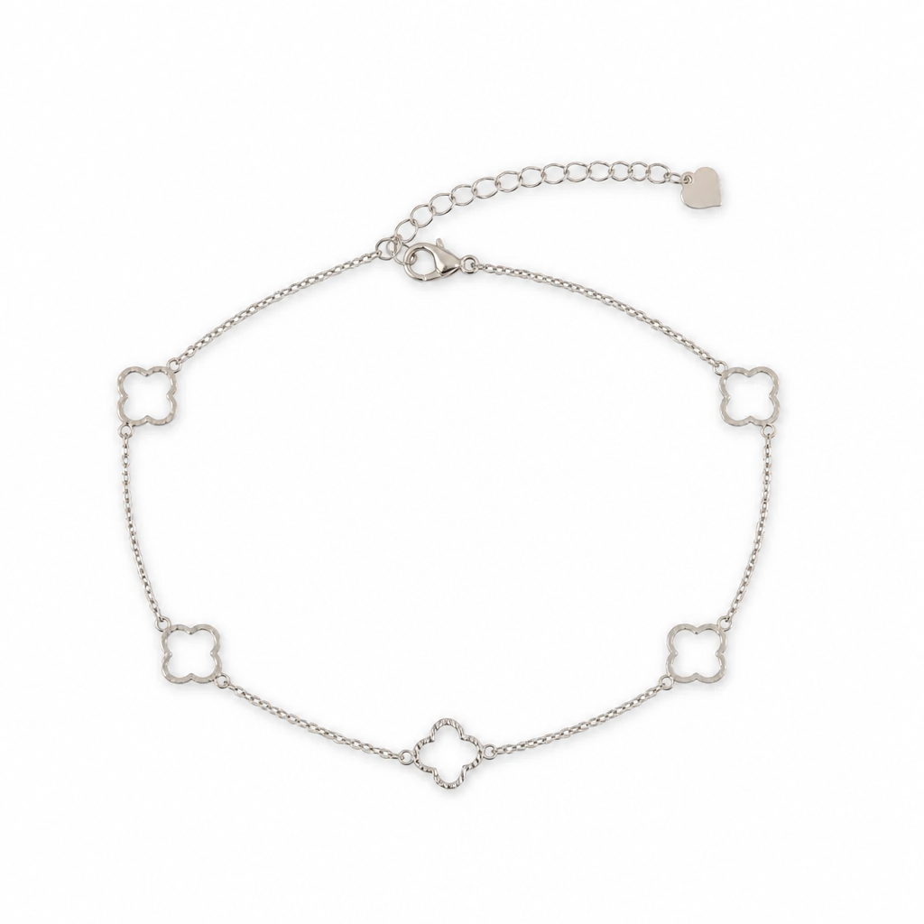 Cut Clover Outline 7mm bracelet Sterling silver 925