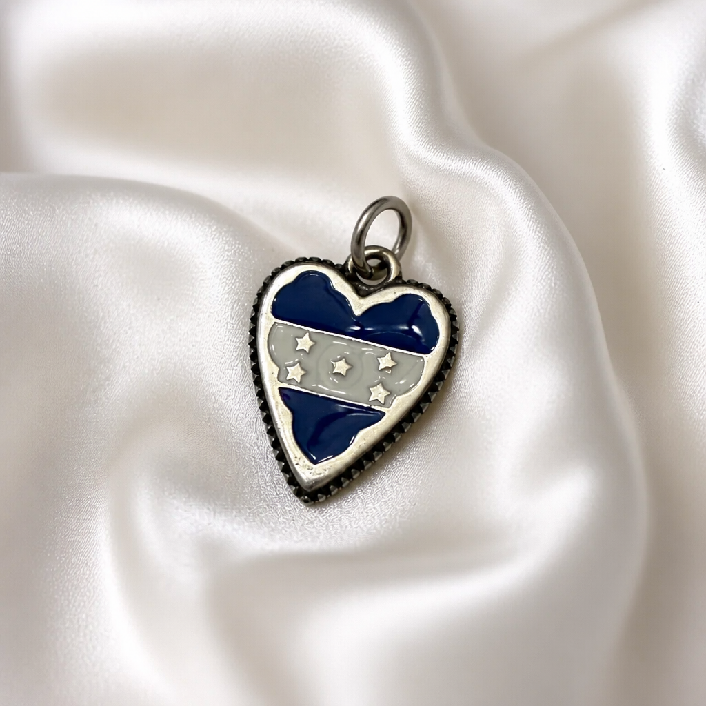Honduras and USA flag charm-pendant Sterling Silver 925