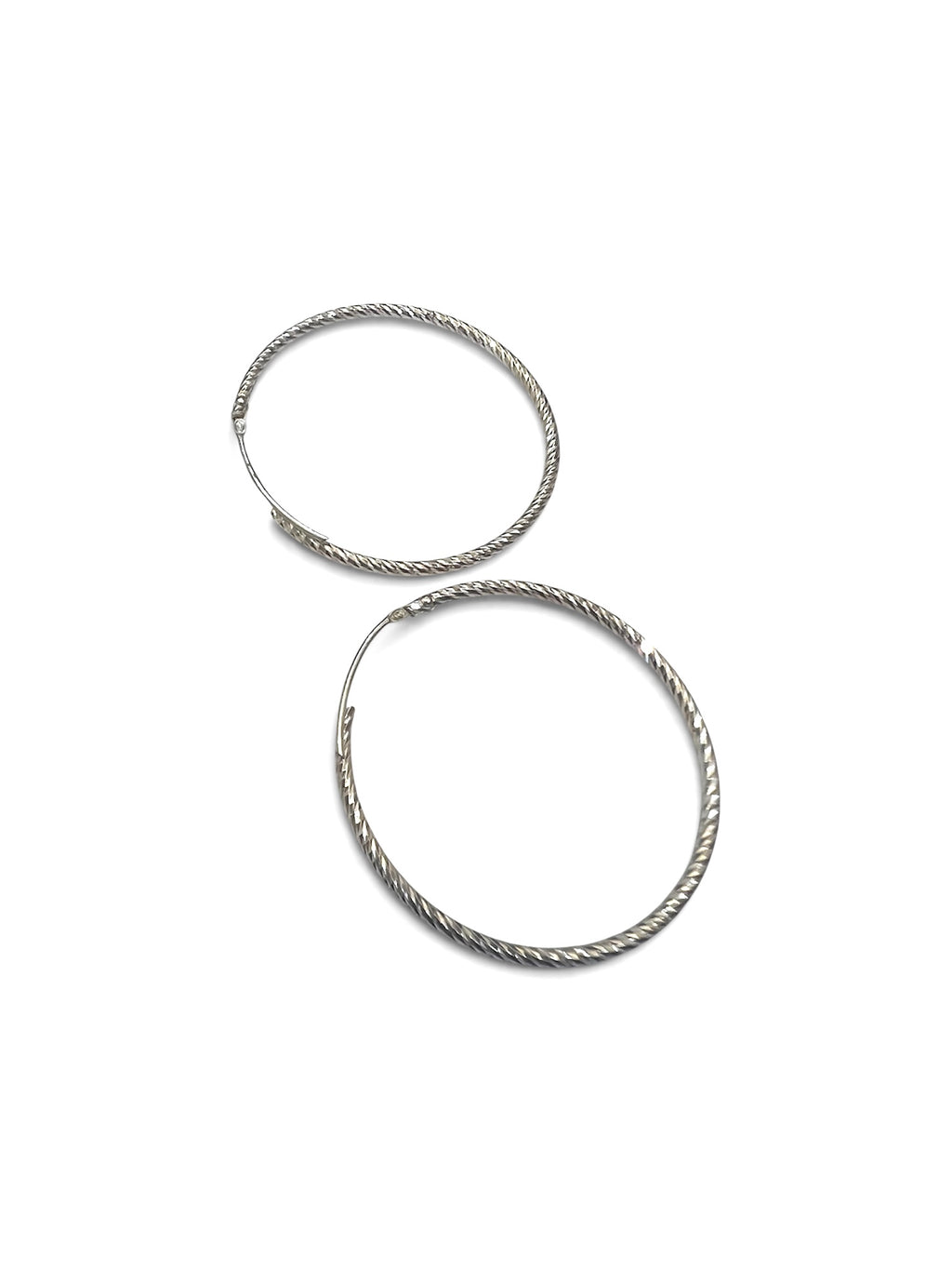 Diamond Cut Medium Size hoop earrings sterling silver 925