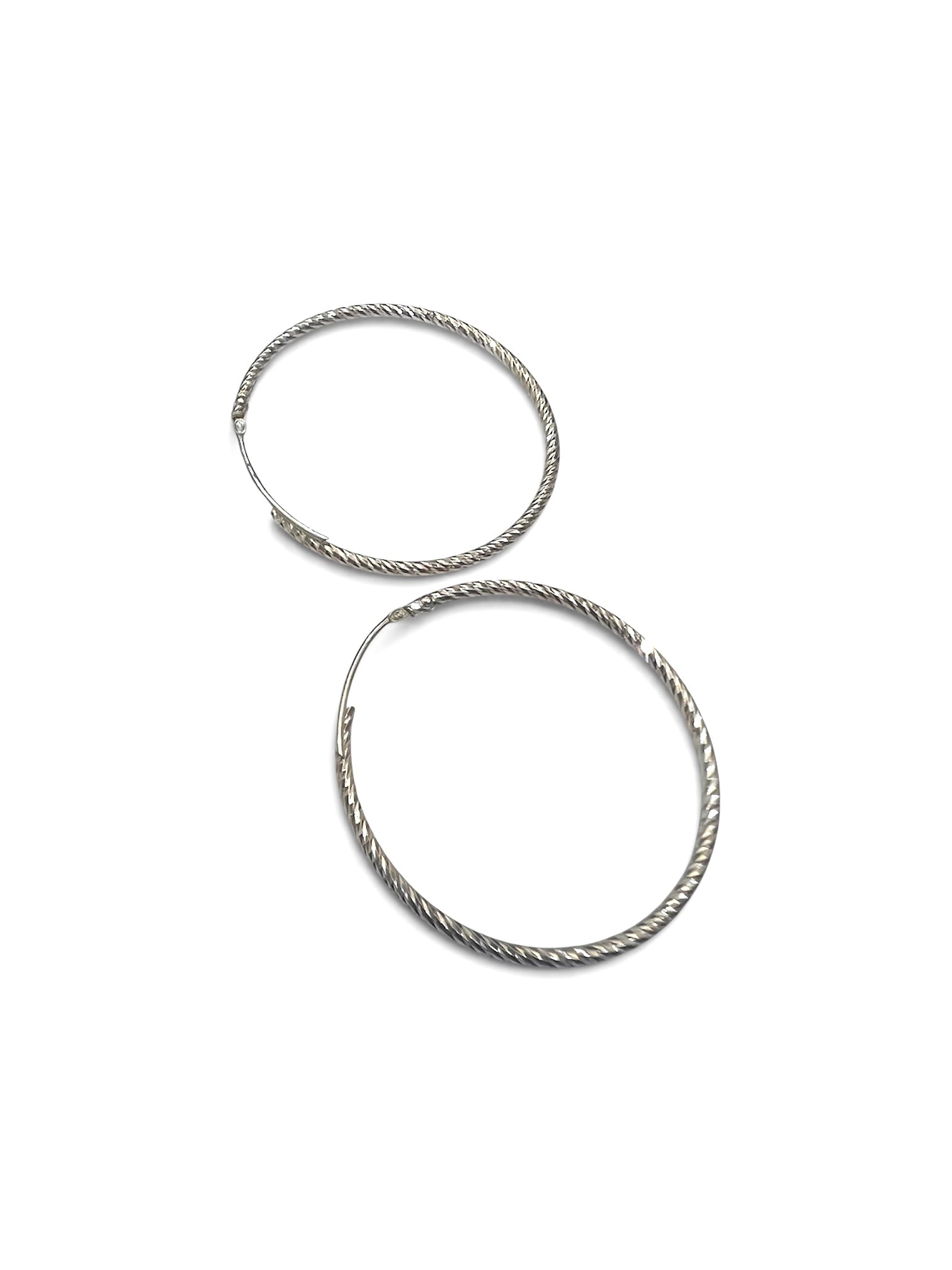 Diamond Cut Medium Size hoop earrings sterling silver 925