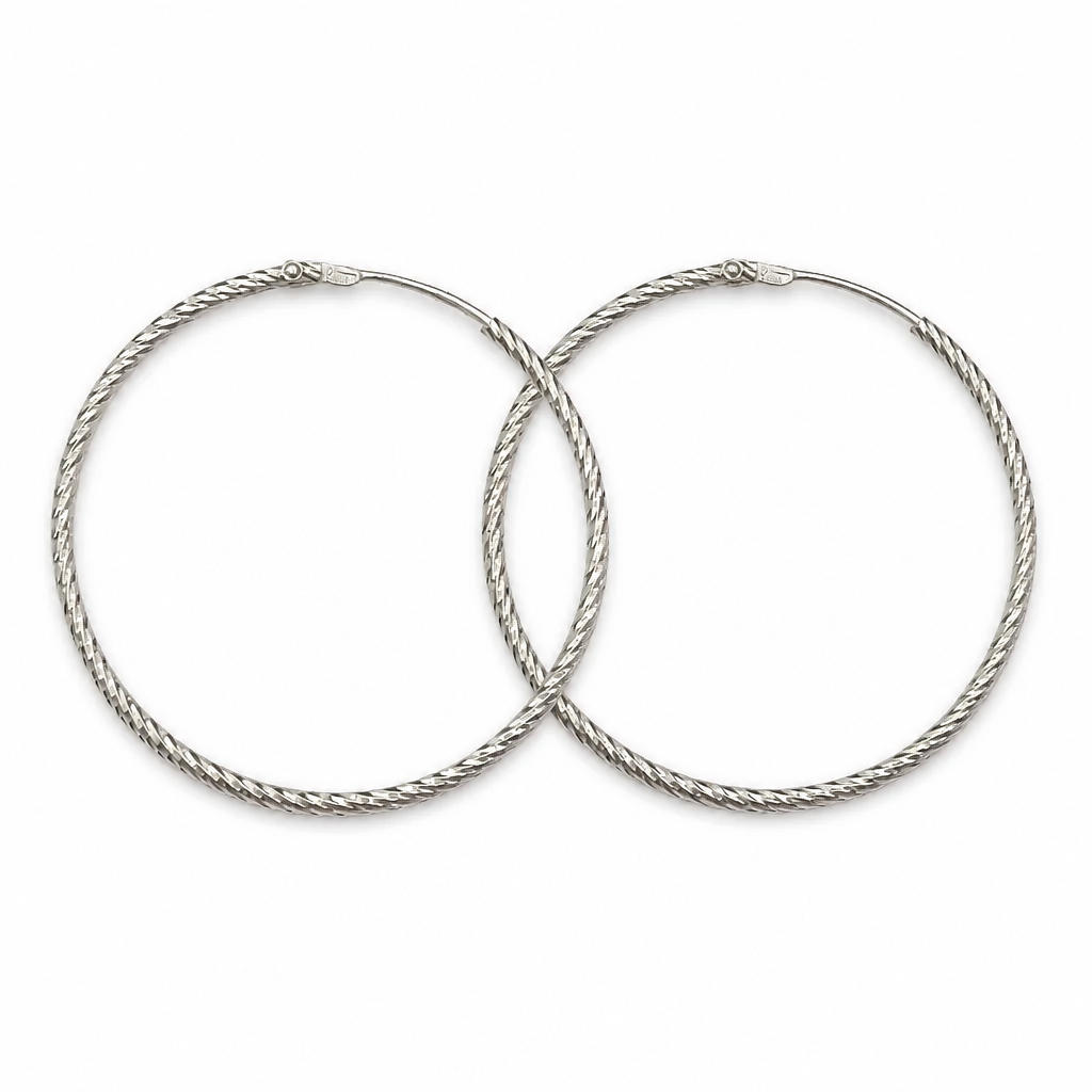 Diamond Cut Medium Size hoop earrings sterling silver 925