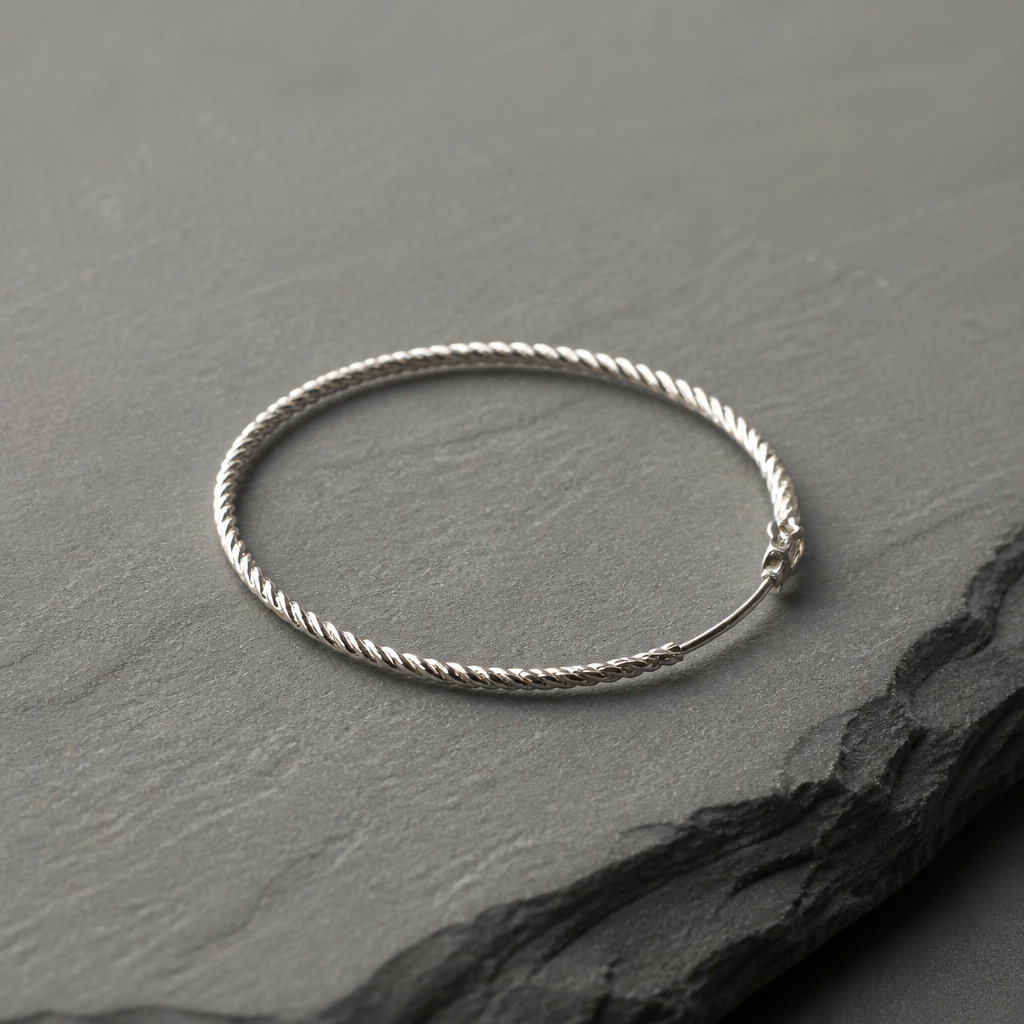 Diamond Cut Medium Size hoop earrings sterling silver 925