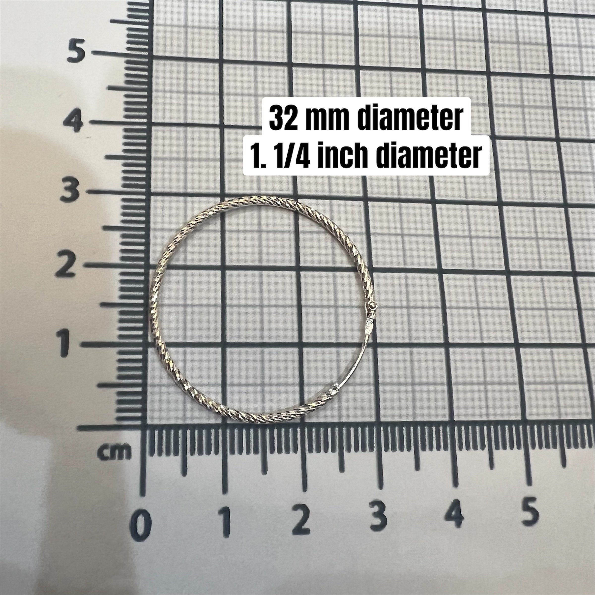 Diamond Cut Medium Size hoop earrings sterling silver 925