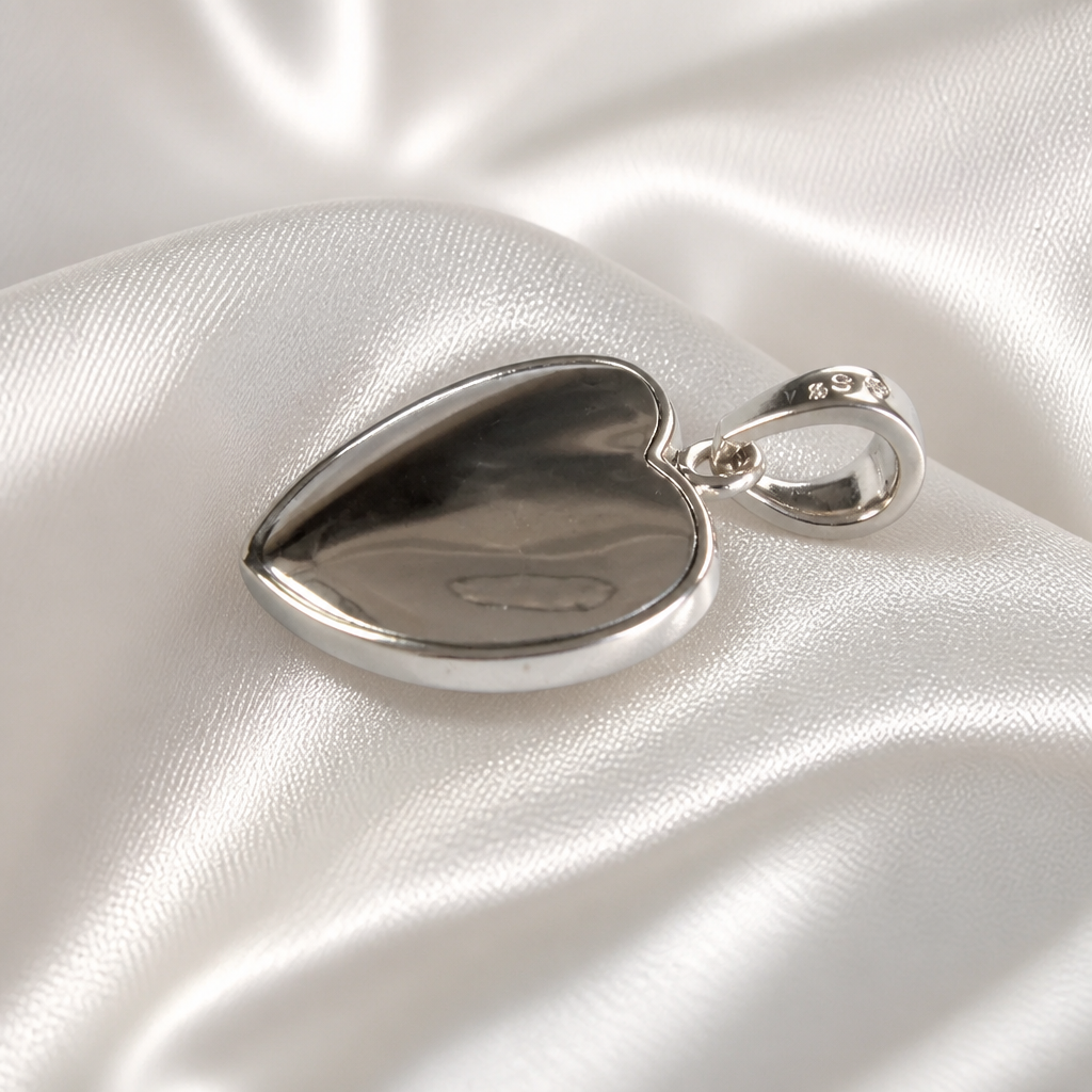 Heart shaped quinceañera pendant 925 sterling silver