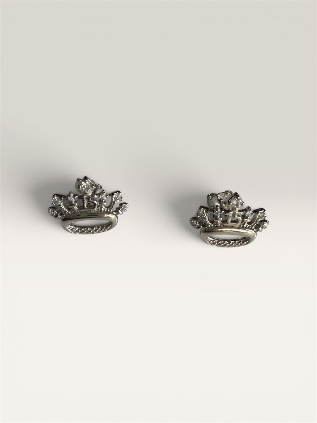 Crown CZ stud quinceanera earrings 925 silver