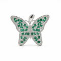 Green CZ Butterfly Sterling Silver 925 pendant only
