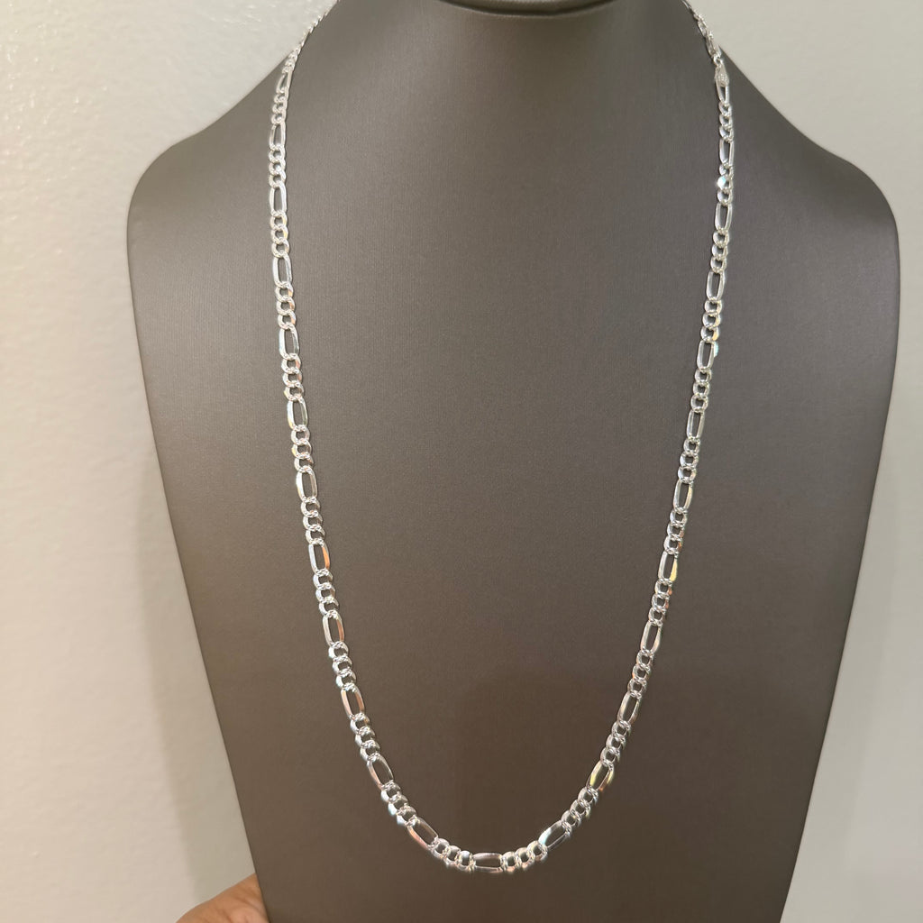 Diamond cut and mirror Figaro chain Sterling silver 925