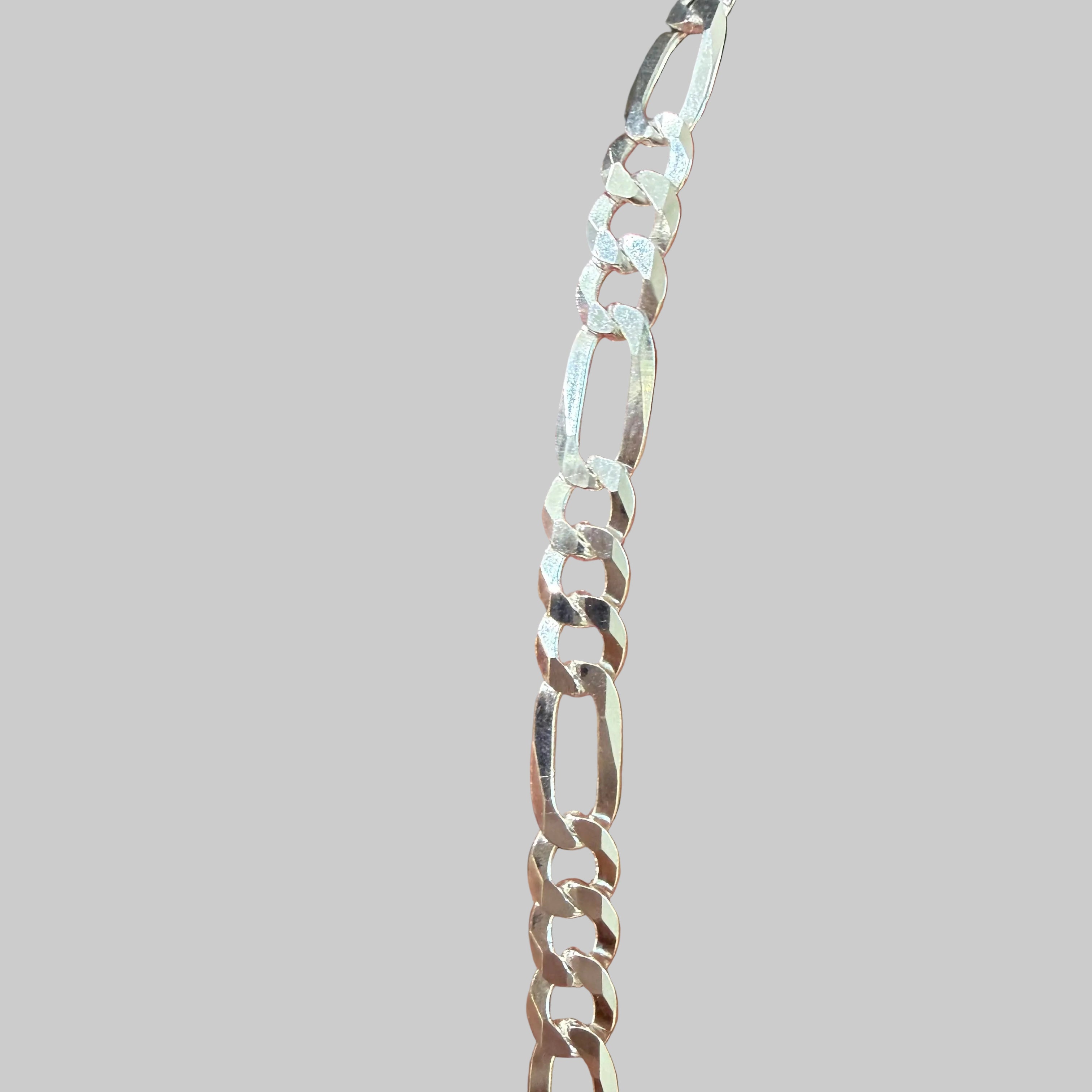 Diamond cut and mirror Figaro chain Sterling silver 925