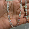 Diamond cut and mirror Figaro chain Sterling silver 925