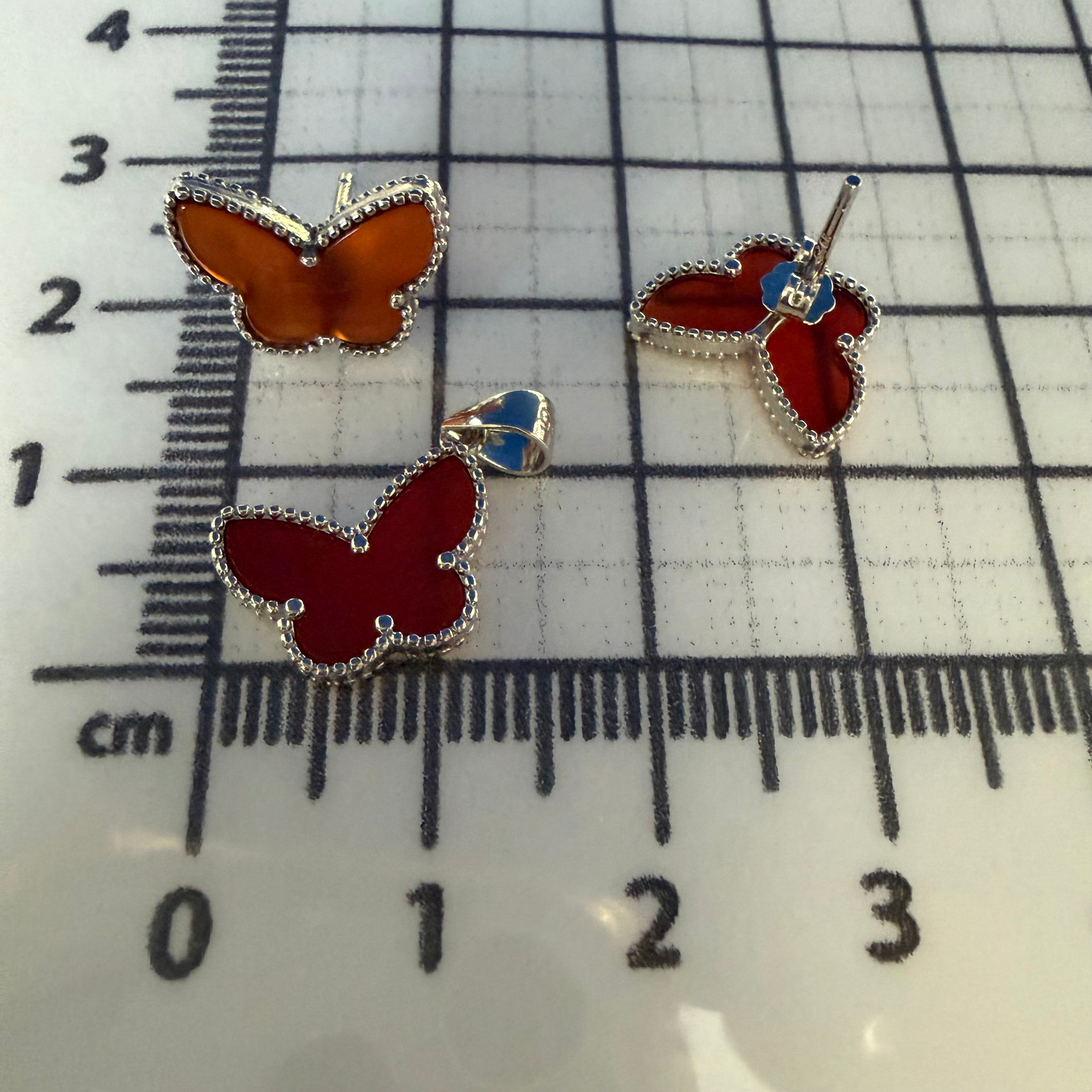 Red Butterfly set sterling silver 925. Ring size 6