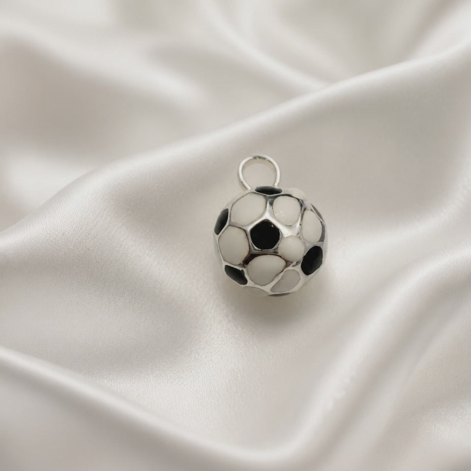 925Silver white and black soccer ballon
